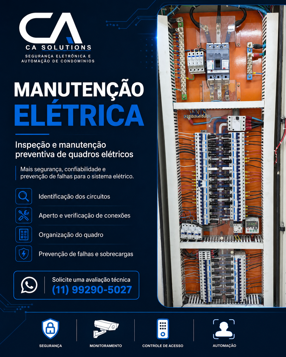 Inspeção, identificação de circuitos e organização de quadros.